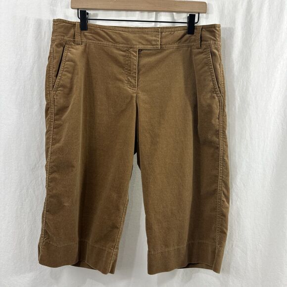 Ann Taylor Loft Tan Velvet Marisa Bermuda Shorts Womens Size 12P Fall Academia - Picture 1 of 8